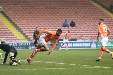 Blackpool 'dan Ashley Fletcher, 15 Şubat 2025' te Bloomfield Road, Blackpool 'da oynanan Blackpool-Mansfield Town maçında 2-3' lük skorla skor yaptı.