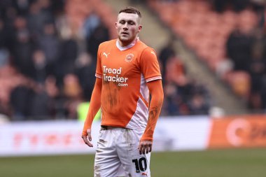 Blackpool 'dan Sonny Carey, Sky Bet Ligi 1 maçında Blackpool - Mansfield Town maçı, Bloomfield Road, Blackpool, İngiltere, 15 Şubat 2025