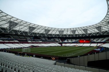 Premier League maçından önce Londra Stadyumu 'nun genel bir görüntüsü 15 Şubat 2025' te Londra 'daki Londra Stadyumu' nda West Ham United 'a karşı Brentford karşılaşması.