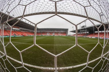 Bloomfield Yolu 'nun, Sky Bet Ligi 1' in önündeki genel görünümü Blackpool - Mansfield Town maçı, Bloomfield Road, Blackpool, Birleşik Krallık, 15 Şubat 2025