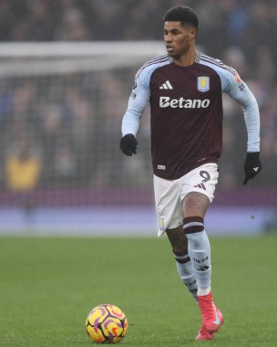 Aston Villa takımından Marcus Rashford, 15 Şubat 2025 'te İngiltere' nin Birmingham kentinde oynanan Premier Lig karşılaşmasında Villa-Ipswich Town maçında rol aldı.