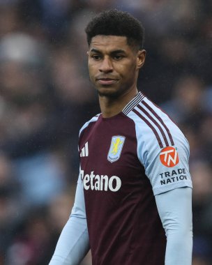 Aston Villa 'dan Marcus Rashford Premier Lig maçında Aston Villa, Ipswich Town' a karşı Villa Park, Birmingham, Birleşik Krallık, 15 Şubat 2025