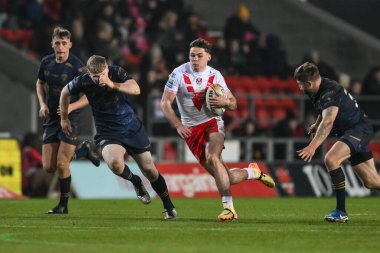 St. Helens 'den Jack Welsby, 15 Şubat 2025' te St Helens 'in Wicked Stadyumu' nda oynadığı St. Helens - Salford Red Devils maçında ilk raundu kazandı.