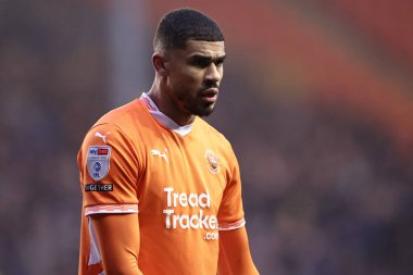 Ashley Fletcher of Blackpool during the Sky Bet League 1 match Blackpool vs Mansfield Town at Bloomfield Road, Blackpool, United Kingdom, 15th February 2025 clipart