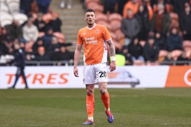 Blackpool 'dan Oliver Casey, Sky Bet Ligi 1 maçında Blackpool, Mansfield Town' a karşı, Bloomfield Road, Blackpool, Birleşik Krallık 'ta, 15 Şubat 2025