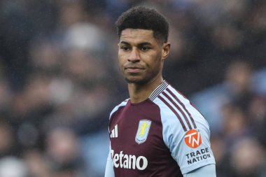 Aston Villa 'dan Marcus Rashford Premier Lig maçında Aston Villa, Ipswich Town' a karşı Villa Park, Birmingham, Birleşik Krallık, 15 Şubat 2025