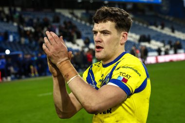 Josh Thewlis of Warrington Wolves applauds the traveling fans during the Betfred Super League Round 1 match Huddersfield Giants vs Warrington Wolves at John Smith's Stadium, Huddersfield, United Kingdom, 16th February 2025 clipart