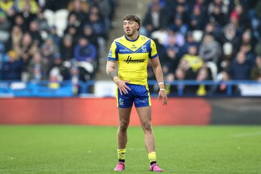 Warrington Wolves takımından Matty Ashton 16 Şubat 2025 'te İngiltere' nin Huddersfield Stadyumu 'nda oynanan Betfred Süper Lig karşılaşmasında Huddersfield Giants - Warrington Wolves maçında