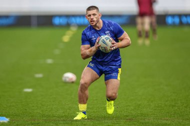 Warrington Wolves takımından Danny Walker, 16 Şubat 2025 'te John Smith Stadyumu' nda oynanan Betfred Süper Lig 1. Raundunda Huddersfield Giants ve Warrington Wolves maçında ısındı.
