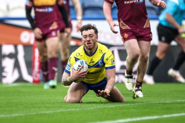 Warrington Wolves 'tan Matty Ashton, 16 Şubat 2025' te John Smith Stadyumu 'nda oynanan 1. Betfred Süper Lig karşılaşmasında Huddersfield Giants ve Warrington Wolves maçına çıkıyor.
