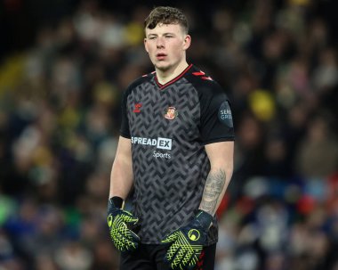 Sunderland takımından Anthony Patterson 17 Şubat 2025 tarihinde Leeds Road, Leeds, İngiltere 'de Leeds United ve Sunderland maçında