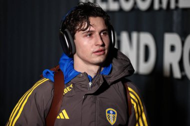 Leeds United takımından Brenden Aaronson 17 Şubat 2025 'te Leeds Road, Leeds, İngiltere' de Leeds United ve Sunderland maçına geldi.