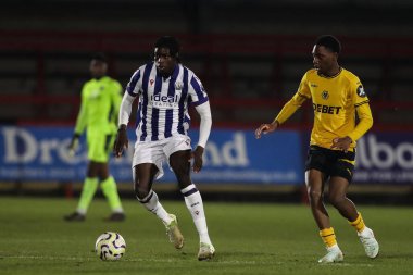 Muhamhed Diomande of West Bromwich Albion in action during the Premier League 2 U21's Wolverhampton Wanderers U21 v West Bromwich Albion U21 at Aggborough Stadium, Kidderminster, United Kingdom, 17th February 2025 clipart