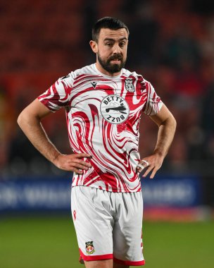 Wrexham 'dan Eoghan O' Connell, 18 Şubat 2025 'te Wrexham-Leyton Orient maçı öncesinde oynanan maç öncesi ısınma maçında SToK Cae Ras, Wrexham, İngiltere