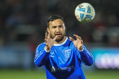Hull KR takımından Peta Hiku, 20 Şubat 2025 'te Birleşik Krallık' taki DIY Kitchens Stadyumu 'nda oynanan Betfred Süper Lig 2. tur karşılaşmasında ısınma turunda Wakefield Trinity vs Hull KR' a karşı.