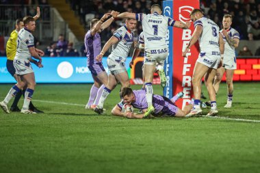 Hull KR 'dan Tom Davies, 20 Şubat 2025' te Birleşik Krallık 'taki DIY Kitchens Stadyumu' nda oynanan Betfred Süper Lig 2. Raundunda Wakefield Trinity vs Hull KR maçına çıkıyor.