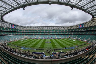 The during Allianz Stadyumu 'nun 2025 Guinness 6 Milletler maçı öncesinde İngiltere İskoçya' ya karşı 22 Şubat 2025 'te Twickenham, İngiltere' deki Allianz Stadyumu 'nda genel bir görüntüsü.