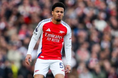 Arsenal 'den Ethan Nwaneri, 22 Şubat 2025 tarihinde Birleşik Krallık, Londra' daki Emirates Stadyumu 'nda oynanan Premier League maçında Arsenal ile West Ham United karşı karşıya geldi.