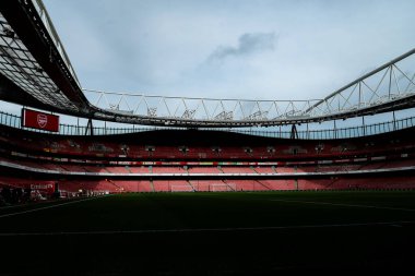 22 Şubat 2025 'te Birleşik Krallık' taki Emirates Stadyumu 'nda oynanan Premier League maçı öncesinde Emirates Stadyumu' nun genel bir görüntüsü Arsenal ile West Ham United karşılaşması