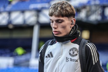 Manchester United takımından Alejandro Garnacho, 22 Şubat 2025 tarihinde İngiltere 'nin Liverpool eyaletindeki Goodison Park' ta oynanan Everton-Manchester United Premier League maçı sırasında geldi.