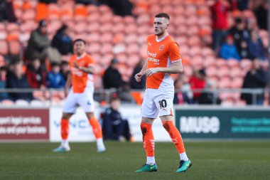 Blackpool takımından Sonny Carey 21 Şubat 2025 'te Bloomfield Road, Blackpool' da oynanan Blackpool - Crawley Town maçı sırasında