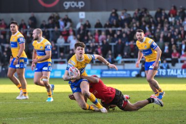 Leeds Rhinos takımından Riley Lumb, Salford Red Devils - Leeds Rhinos maçında Salford Red Devils - Salford Community Stadyumu, Eccles, Birleşik Krallık 'ta 22 Şubat 2025' te oynanan Betfred Süper Lig karşılaşmasında Salford Red Devils ile karşılaştı.