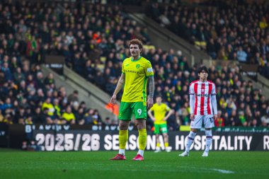 Josh Sargent Gök İddia Şampiyonası maçı sırasında Norwich City ile Stoke City karşı karşıya Norwich Road, Norwich, İngiltere, 22 Şubat 2025