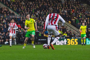 Norwich City 'den Kellen Fisher, 22 Şubat 2025 tarihinde Norwich City, Norwich City, Norwich City' ye karşı.