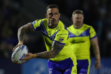 Warrington Wolves takımından Paul Vaughan, maç öncesi ısınma turunda 2. Betfred Süper Ligi karşılaşmasında Warrington Wolves, Catalans Dragons 'a karşı Luke Littler Stadyumu, Warrington, Birleşik Krallık, 21 Şubat 2025