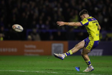 Warrington Wolves 'tan Josh Thewlis, 21 Şubat 2025' te Warrington, İngiltere 'deki Luke Littler Stadyumu' nda oynanan Betfred Süper Lig 2. Raundunda dönüşüm vuruşunu yapıyor ve 12-6 berabere kalıyor.