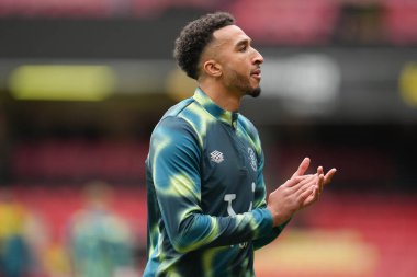 Luton Town 'dan Jacob Brown, Gökyüzü İddia Şampiyonası öncesinde Watford, Luton Town' a karşı Vicarage Road, Watford, İngiltere, 23 Şubat 2025