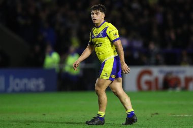 Warrington Wolves 'tan Oli Leyland, 21 Şubat 2025' te İngiltere 'nin Warrington şehrinde oynanan Betfred Süper Lig karşılaşmasında Warrington Wolves, Catalans Dragons' a karşı.