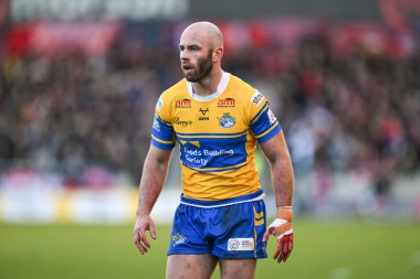 Betfred Süper Lig karşılaşmasında Leeds Rhinos 'tan Andy Ackers Salford Red Devils, Leeds Gergedan' a karşı Salford Community Stadyumu, Eccles, İngiltere, 22 Şubat 2025