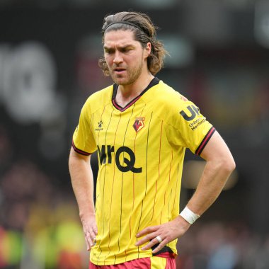 Watford 'dan Francisco Sierralta Gökyüzü İddia Şampiyonası maçında Watford, Luton Town' a karşı Vicarage Road, Watford, Birleşik Krallık, 23 Şubat 2025