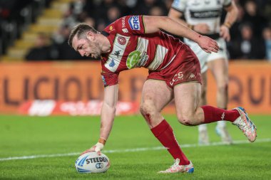 Wigan Warriors 'dan Jake Wardle, 21 Şubat 2025' te MKM Stadyumu 'nda oynanan Betfred Süper Lig 2. Raundunda, Hull FC vs Wigan Warriors maçına çıkıyor.