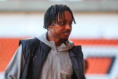 Blackpool 'dan Niall Ennis, 21 Şubat 2025' te Blackpool 'da oynanan Blackpool - Crawley Town maçı öncesinde geldi.