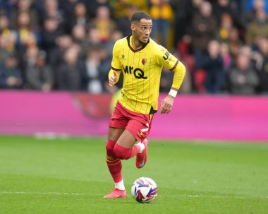 Watford 'dan Thomas Ince Gökyüzü İddia Şampiyonası maçı sırasında Watford, Luton Town' a karşı Vicarage Road, Watford, Birleşik Krallık, 23 Şubat 2025