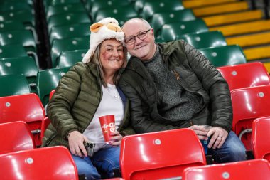 Welsh fans ahead of the 2025 Guinness 6 Nations match Wales vs Ireland at Principality Stadium, Cardiff, United Kingdom, 22nd February 2025 clipart