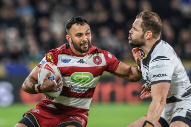 Bevan French of Wigan Warriors in action during the game during the Betfred Super League Round 2 match Hull FC vs Wigan Warriors at MKM Stadium, Hull, United Kingdom, 21st February 2025 clipart