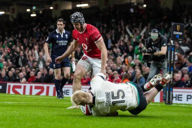 İrlandalı Jamie Osborne, 22 Şubat 2025 tarihinde İngiltere 'nin Cardiff kentindeki Principality Stadyumu' nda oynanan 2025 Guinness 6 Milletler Galler - İrlanda maçında gol attı.