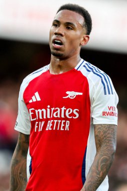 Arsenal 'den Gabriel 22 Şubat 2025' te Birleşik Krallık 'taki Emirates Stadyumu' nda oynanan Premier League karşılaşmasında tepki gösterdi.
