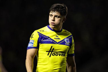 Warrington Wolves 'tan Oli Leyland, 21 Şubat 2025' te İngiltere 'nin Warrington şehrinde oynanan Betfred Süper Lig karşılaşmasında Warrington Wolves, Catalans Dragons' a karşı.