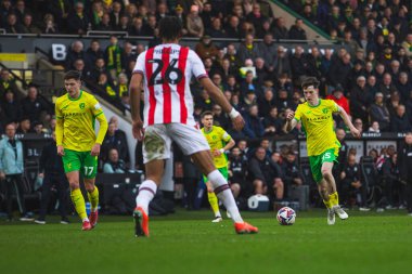 Norwich City 'den Kellen Fisher, 22 Şubat 2025 tarihinde Norwich City, Norwich City, Norwich City' ye karşı.
