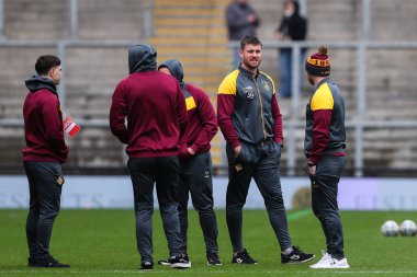 Huddersfield Giants takımından Joe Greenwood, Leigh Sports Village, Leigh, İngiltere 'de Leigh Leigh Leigh Leopards - Huddersfield Giants maçının 2. Raundu öncesinde geldi.