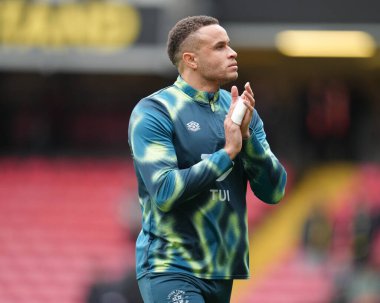 Luton Town 'dan Carlton Morris, Gökyüzü İddia Şampiyonası öncesinde Watford, Luton Town' a karşı Vicarage Road, Watford, Birleşik Krallık, 23 Şubat 2025