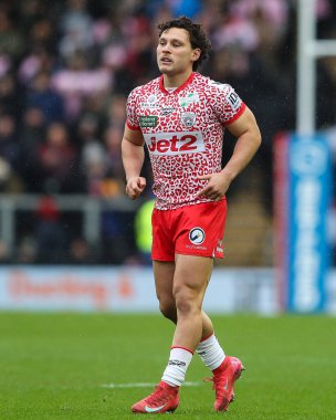 Leigh Leoparları 'ndan Lachlan Lam, Betfred Süper Lig 2. Raundunda Leigh Leopards' a karşı Huddersfield Giants maçı, Leigh Spor Köyü, Leigh, İngiltere, 23 Şubat 2025