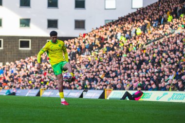 Norwich City 'den Lucien Mahovo Gökyüzü İddia Şampiyonası' nda Norwich City ile Stoke City arasında 22 Şubat 2025 'te Carrow Road, Norwich, İngiltere' de oynanan karşılaşma.