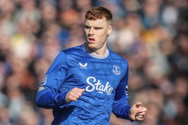 Everton 'dan Jake O' Brien Premier League maçı sırasında Everton Manchester United 'a karşı Goodison Park, Liverpool, Birleşik Krallık, 22 Şubat 2025