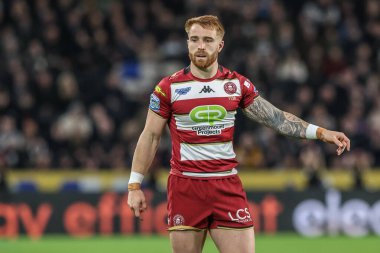 Wigan Warriors takımından Adam Keighran, 21 Şubat 2025 'te MKM Stadyumu' nda oynanan Betfred Süper Lig 2. tur maçında Hull FC Wigan Warriors 'a karşı.