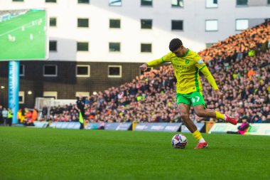 Norwich City 'den Lucien Mahovo 22 Şubat 2025' te Norwich City ile Stoke City arasındaki maçta topu sandığa soktu.